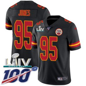 Wholesale Cheap Nike Chiefs #95 Chris Jones Black Super Bowl LIV 2020 Men\'s Stitched NFL Limited Rush 100th Season Jersey