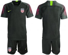 Wholesale Cheap USA Blank Black Goalkeeper Soccer Country Jersey