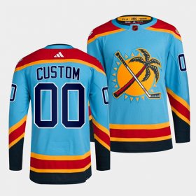 Wholesale Cheap Men\'s Florida Panthers Custom Blue 2022 Reverse Retro Stitched Jersey