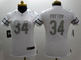 Wholesale Cheap Nike Bears #34 Walter Payton White Women\'s Stitched NFL Limited Platinum Jersey