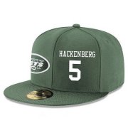 Wholesale Cheap New York Jets #5 Christian Hackenberg Snapback Cap NFL Player Green with White Number Stitched Hat