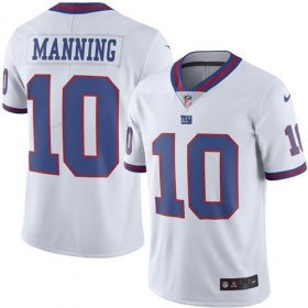Wholesale Cheap Nike Giants #10 Eli Manning White Men\'s Stitched NFL Limited Rush Jersey