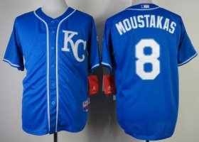 Wholesale Cheap Royals #8 Mike Moustakas Blue Alternate 2 Cool Base Stitched MLB Jersey