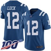 Wholesale Cheap Nike Colts #12 Andrew Luck Royal Blue Men's Stitched NFL Limited Rush 100th Season Jersey