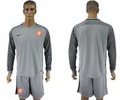 Wholesale Cheap Holland Blank Grey Goalkeeper Long Sleeves Soccer Country Jersey