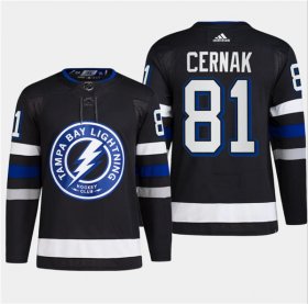 Cheap Men\'s Tampa Bay Lightning #81 Erik Cernak Black 2024 Stadium Series Stitched Jersey