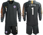 Wholesale Cheap Chile #1 C.Bravo Black Goalkeeper Long Sleeves Soccer Country Jersey
