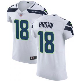 Wholesale Cheap Nike Seahawks #18 Jaron Brown White Men\'s Stitched NFL Vapor Untouchable Elite Jersey