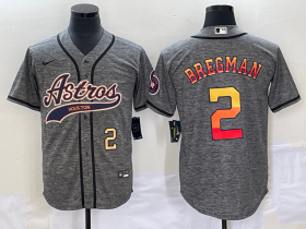 Wholesale Cheap Men\'s Houston Astros #2 Alex Bregman Number Grey Gridiron Cool Base Stitched Baseball Jersey