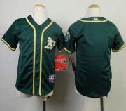 Wholesale Cheap Athletics Blank Green Cool Base Stitched Youth MLB Jersey