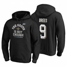 Wholesale Cheap New Orleans Saints #9 Drew Brees 2019 NFC South Division Champions Black Cover Two Hoodie