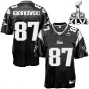 Wholesale Cheap Patriots #87 Rob Gronkowski Black Shadow Super Bowl XLVI Embroidered NFL Jersey