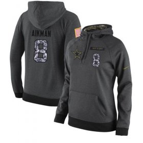 Wholesale Cheap NFL Women\'s Nike Dallas Cowboys #8 Troy Aikman Stitched Black Anthracite Salute to Service Player Performance Hoodie