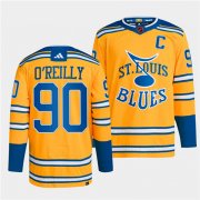 Wholesale Cheap Men's St. Louis Blues #90 Ryan O'Reilly Yellow 2022-23 Reverse Retro Stitched Jersey