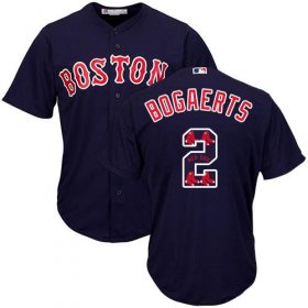 Wholesale Cheap Red Sox #2 Xander Bogaerts Navy Blue Team Logo Fashion Stitched MLB Jersey
