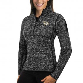 Wholesale Cheap Nashville Predators Antigua Women\'s Fortune 1/2-Zip Pullover Sweater Charcoal