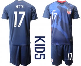 Wholesale Cheap Youth 2020-2021 Season National team United States away blue 17 Soccer Jersey