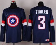 Wholesale Cheap Olympic Team USA #3 Cam Fowler Navy Blue Captain America Fashion Stitched NHL Jersey