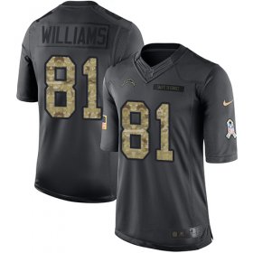 Wholesale Cheap Nike Chargers #81 Mike Williams Black Men\'s Stitched NFL Limited 2016 Salute to Service Jersey
