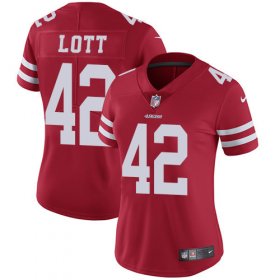 Wholesale Cheap Nike 49ers #42 Ronnie Lott Red Team Color Women\'s Stitched NFL Vapor Untouchable Limited Jersey