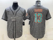 Wholesale Cheap Men's Miami Dolphins #13 Dan Marino Grey Gridiron With Patch Cool Base Stitched Baseball Jersey