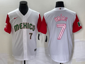 Wholesale Cheap Men\'s Mexico Baseball #7 Julio Urias Number 2023 White Red World Classic Stitched Jersey 40