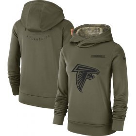 Wholesale Cheap Women\'s Atlanta Falcons Nike Olive Salute to Service Sideline Therma Performance Pullover Hoodie