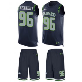 Wholesale Cheap Nike Seahawks #96 Cortez Kennedy Steel Blue Team Color Men\'s Stitched NFL Limited Tank Top Suit Jersey