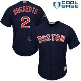 Wholesale Cheap Red Sox #2 Xander Bogaerts Navy Blue Cool Base 2018 World Series Stitched Youth MLB Jersey