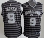 Wholesale Cheap San Antonio Spurs #9 Tony Parker Gray With Black Pinstripe Jersey
