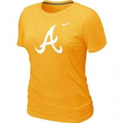 Wholesale Cheap Women's Atlanta Braves Heathered Nike Yellow Blended T-Shirt