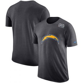 Wholesale Cheap NFL Men\'s Los Angeles Chargers Nike Anthracite Crucial Catch Tri-Blend Performance T-Shirt