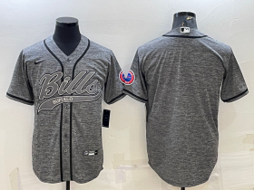 Wholesale Cheap Men\'s Buffalo Bills Blank Grey With Patch Cool Base Stitched Baseball Jersey