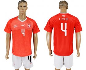 Wholesale Cheap Switzerland #4 Elvedi Red Home Soccer Country Jersey