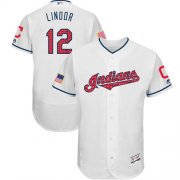Wholesale Cheap Indians #12 Francisco Lindor White Fashion Stars & Stripes Flexbase Authentic Stitched MLB Jersey
