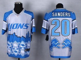 Wholesale Cheap Nike Lions #20 Barry Sanders Blue Men\'s Stitched NFL Elite Noble Fashion Jersey