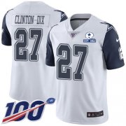 Wholesale Cheap Nike Cowboys #27 Ha Ha Clinton-Dix White Men's Stitched With Established In 1960 Patch NFL Limited Rush 100th Season Jersey
