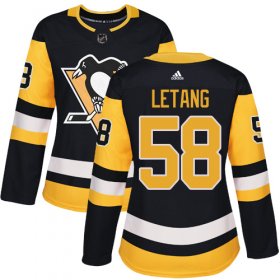 Wholesale Cheap Adidas Penguins #58 Kris Letang Black Home Authentic Women\'s Stitched NHL Jersey