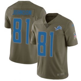 Wholesale Cheap Nike Lions #81 Calvin Johnson Olive Youth Stitched NFL Limited 2017 Salute to Service Jersey