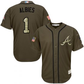 Wholesale Cheap Braves #1 Ozzie Albies Green Salute to Service Stitched MLB Jersey