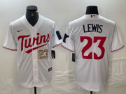Cheap Men's Minnesota Twins #23 Royce Lewis Number White Stitched MLB Cool Base Nike Jerseys