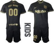 Wholesale Cheap Youth 2020-2021 club Barcelona away customized black Soccer Jerseys