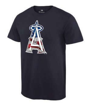Wholesale Cheap Men\'s Los Angeles Angels USA Flag Fashion T-Shirt Navy Blue