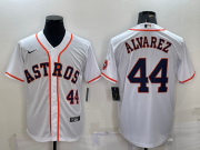 Wholesale Cheap Men's Houston Astros #44 Yordan Alvarez Number White With Patch Stitched MLB Cool Base Nike Jersey