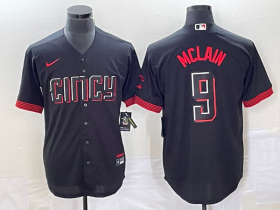 Wholesale Cheap Men\'s Cincinnati Reds #9 Matt McLain Black 2023 City Connect Cool Base Stitched Jersey