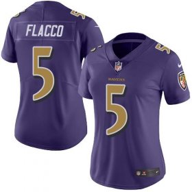 Wholesale Cheap Nike Ravens #5 Joe Flacco Purple Women\'s Stitched NFL Limited Rush Jersey