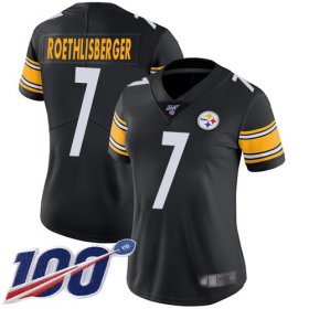 Wholesale Cheap Nike Steelers #7 Ben Roethlisberger Black Team Color Women\'s Stitched NFL 100th Season Vapor Limited Jersey