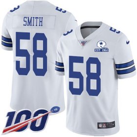 Wholesale Cheap Nike Cowboys #58 Aldon Smith White Men\'s Stitched With Established In 1960 Patch NFL 100th Season Vapor Untouchable Limited Jersey