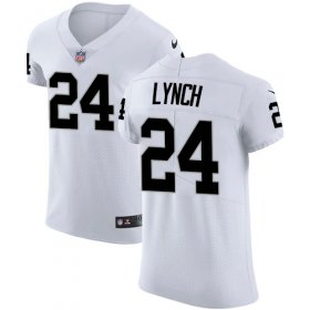 Wholesale Cheap Nike Raiders #24 Marshawn Lynch White Men\'s Stitched NFL Vapor Untouchable Elite Jersey