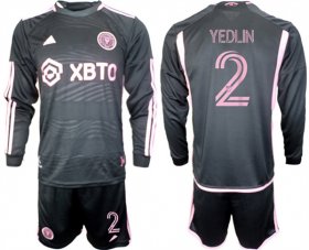 Cheap Men\'s Inter Miami CF #2 Yedlyn 2023-24 Black Away Soccer Jersey Suit